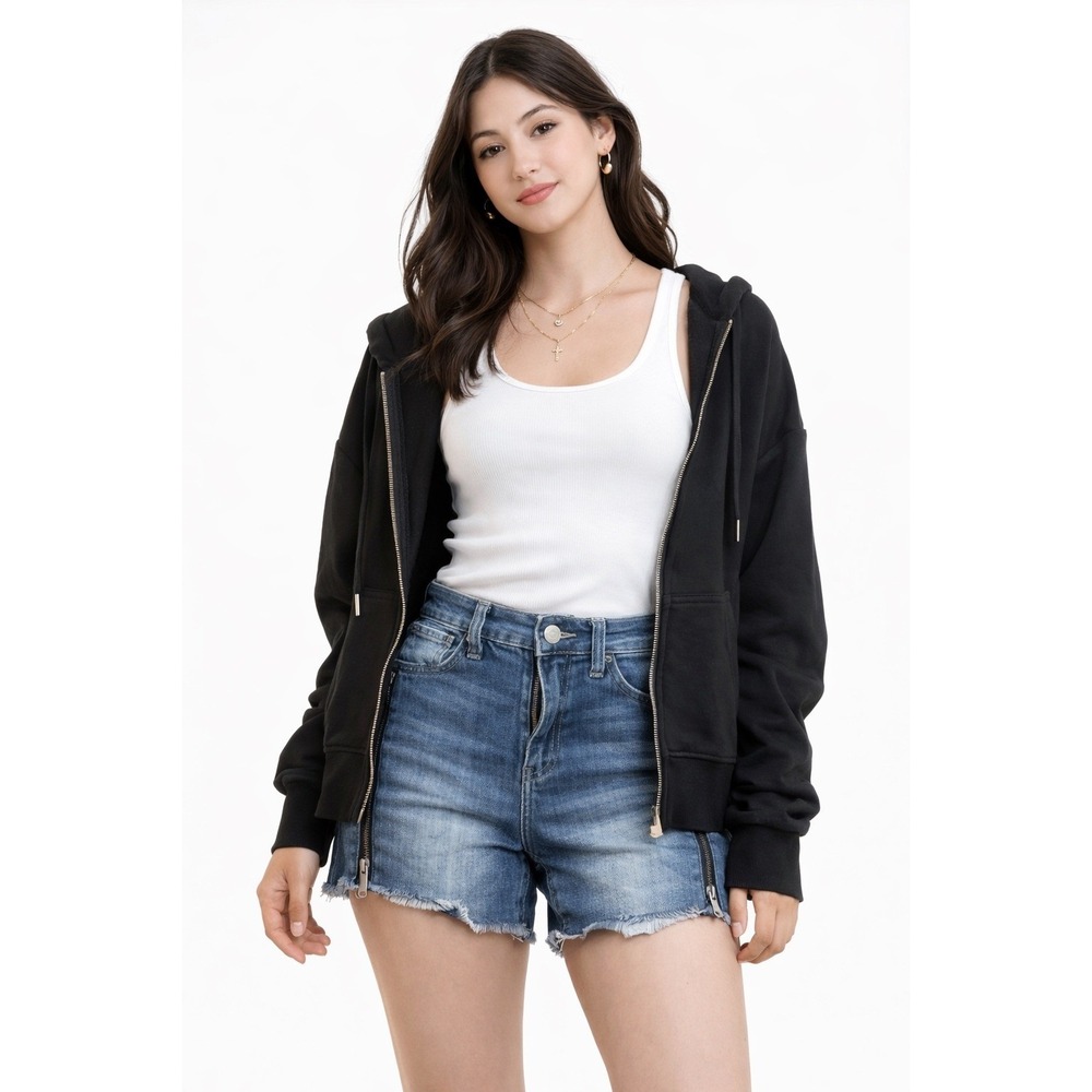 Rock & Republic Denim Short Women 4 Blue Side Zipper Raw Hem Hula Rocker Cutoffs